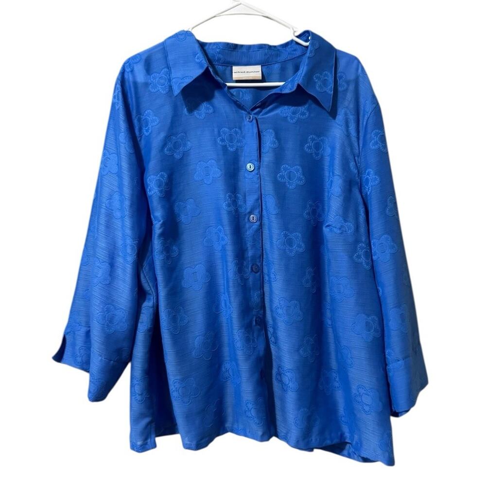 Alfred Dunner Women Size Measured Embroidered Floral Button Down Shirt READ